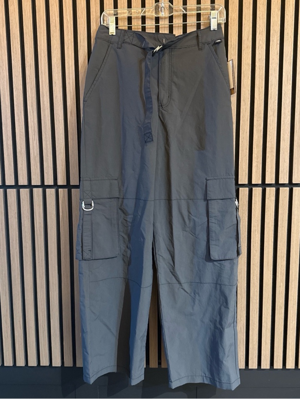 Vans Wide Leg Cargo Pants in Charcoal Gray